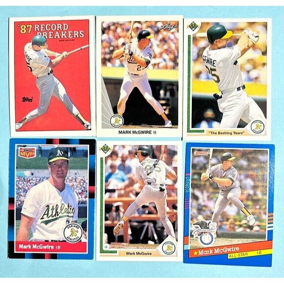 1988-1991 Athletics Mark McGwire (6) Card Lot - Topps,Donruss,Leaf & Upper Deck - Picture 1 of 3